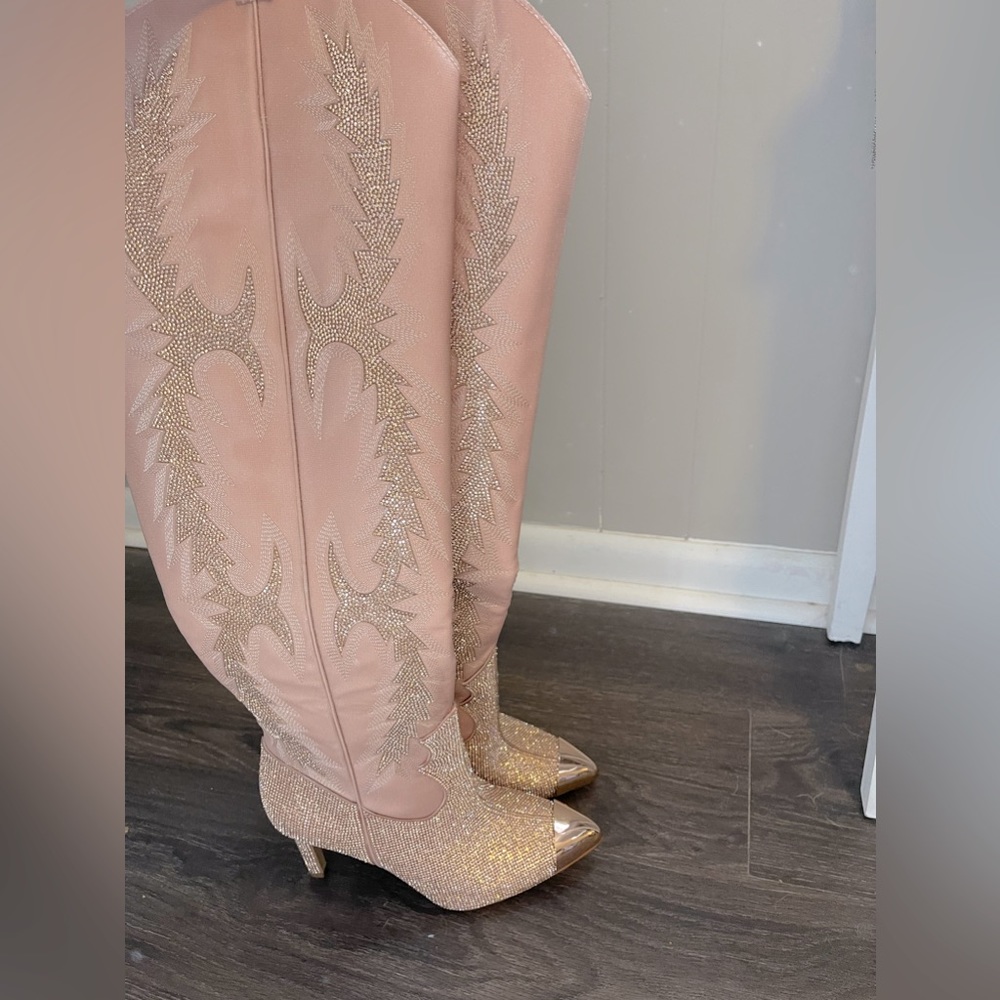 Gianni Bini: Katyanna Over-the-Knee Rhinestone Embellished Western Dress Boots
